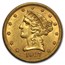 1907-D $5 Liberty Gold Half Eagle AU