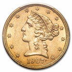 1907-D $5 Liberty Gold Half Eagle MS-62 PCGS