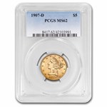 1907-D $5 Liberty Gold Half Eagle MS-62 PCGS