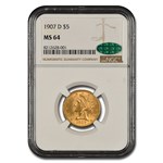 1907-D $5 Liberty Gold Half Eagle MS-64 NGC CAC