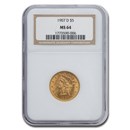 1907-D $5 Liberty Gold Half Eagle MS-64 NGC