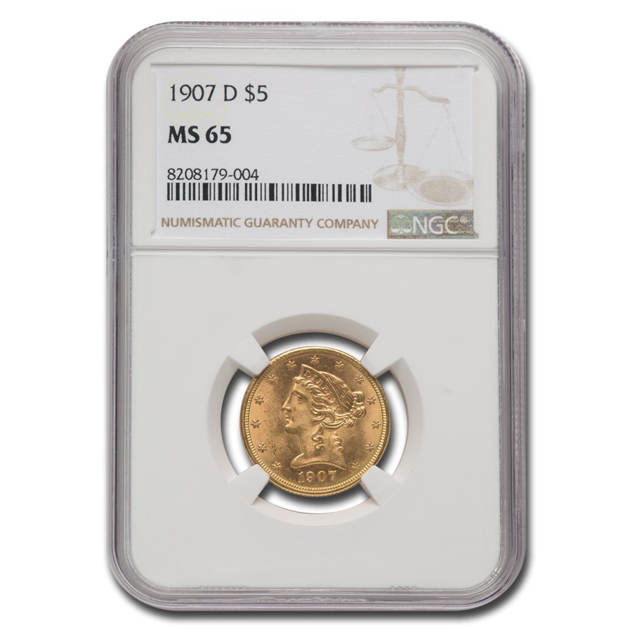 1907-D $5 Liberty Gold Half Eagle MS-65 NGC