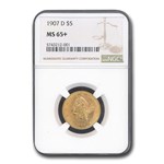 1907-D $5 Liberty Gold Half Eagle MS-65+ NGC