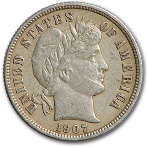 1907-D Barber Dime AU 1907-D Barber Dime AU