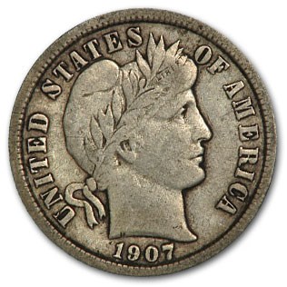 1907-D Barber Dime Fine 1907-D Barber Dime Fine