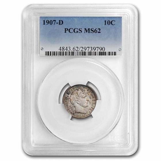 1907-D Barber Dime MS-62 PCGS 1907-D Barber Dime MS-62 PCGS