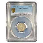 1907-D Barber Dime MS-64 PCGS