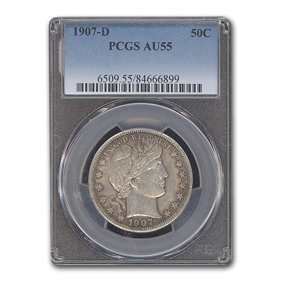 1907-D Barber Half Dollar AU-55 PCGS 1907-D Barber Half Dollar AU-55 PCGS
