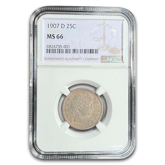 1907-D Barber Quarter MS-66 NGC
