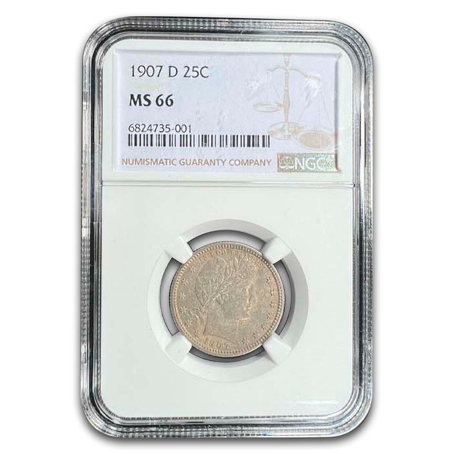1907-D Barber Quarter MS-66 NGC