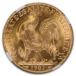 1907 France Gold 20 Francs MS-67 NGC