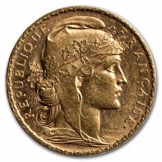 1907 France Gold 20 Francs Rooster AU 1907 France Gold 20 Francs Rooster AU