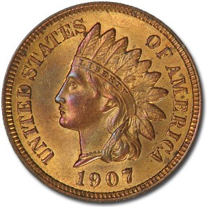 1907 Indian Head Cent BU (Red/Brown)