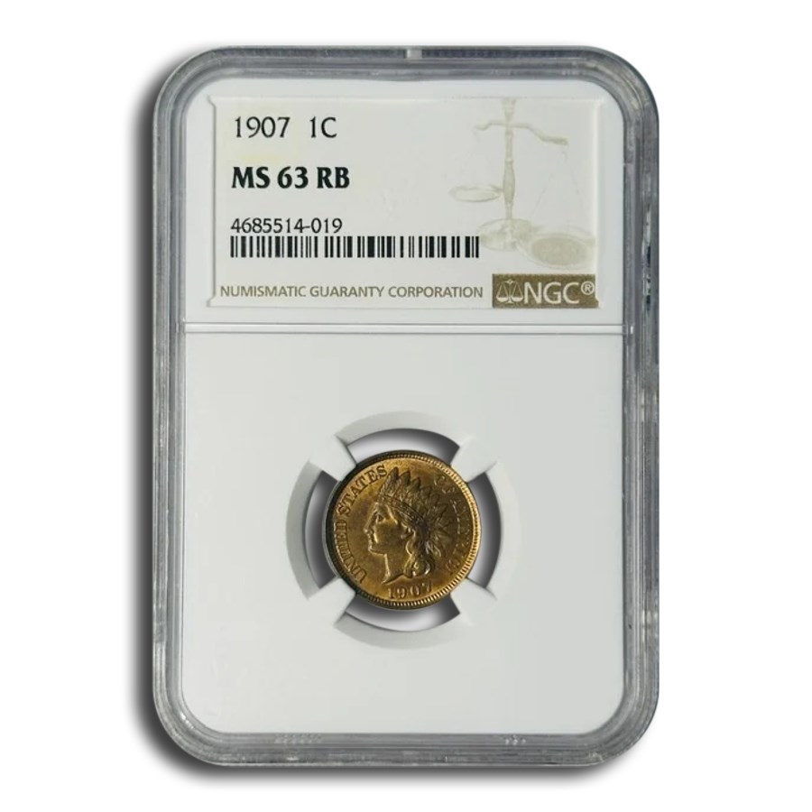 1907 Indian Head Cent MS-63 NGC (Red/Brown)