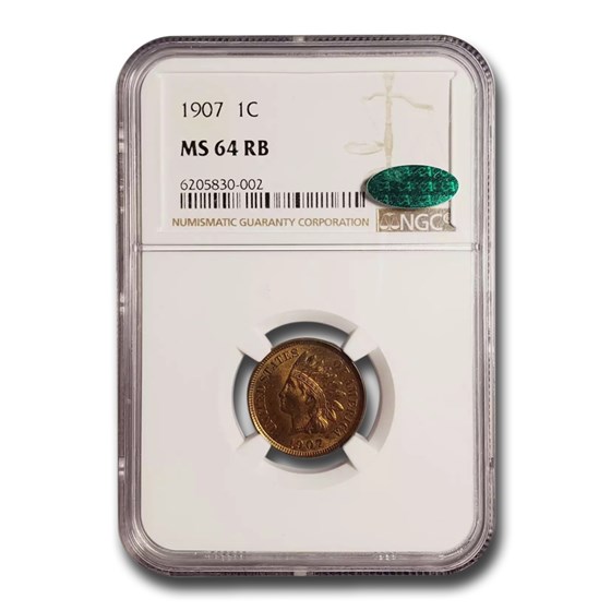 1907 Indian Head Cent MS-64 NGC CAC (Red/Brown) 1907 Indian Head Cent MS-64 NGC CAC (Red/Brown)