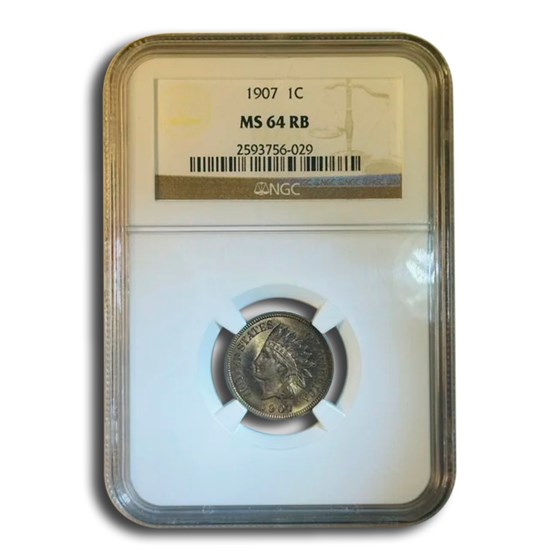 1907 Indian Head Cent MS-64 NGC (Red/Brown)