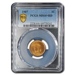 1907 Indian Head Cent MS-64+ PCGS (Red)