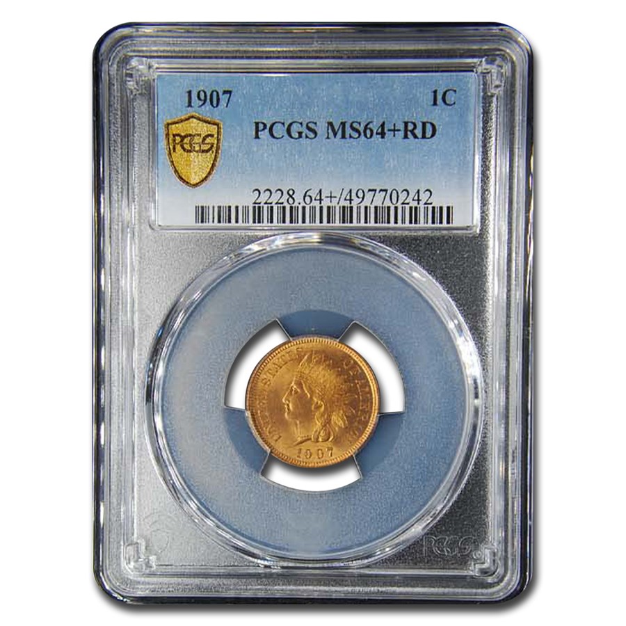 1907 Indian Head Cent MS-64+ PCGS (Red)