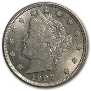 1907 Liberty Head V Nickel AU