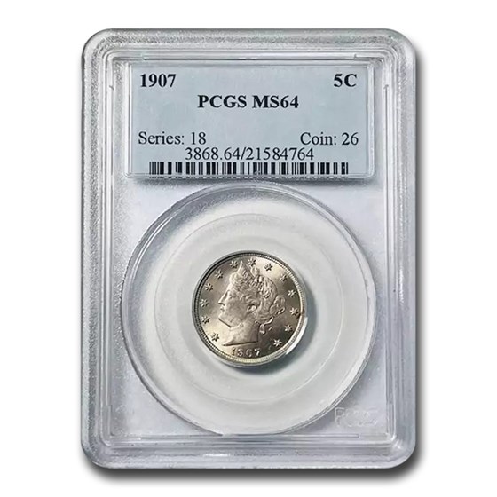 1907 Liberty Head V Nickel MS-64 PCGS 1907 Liberty Head V Nickel MS-64 PCGS