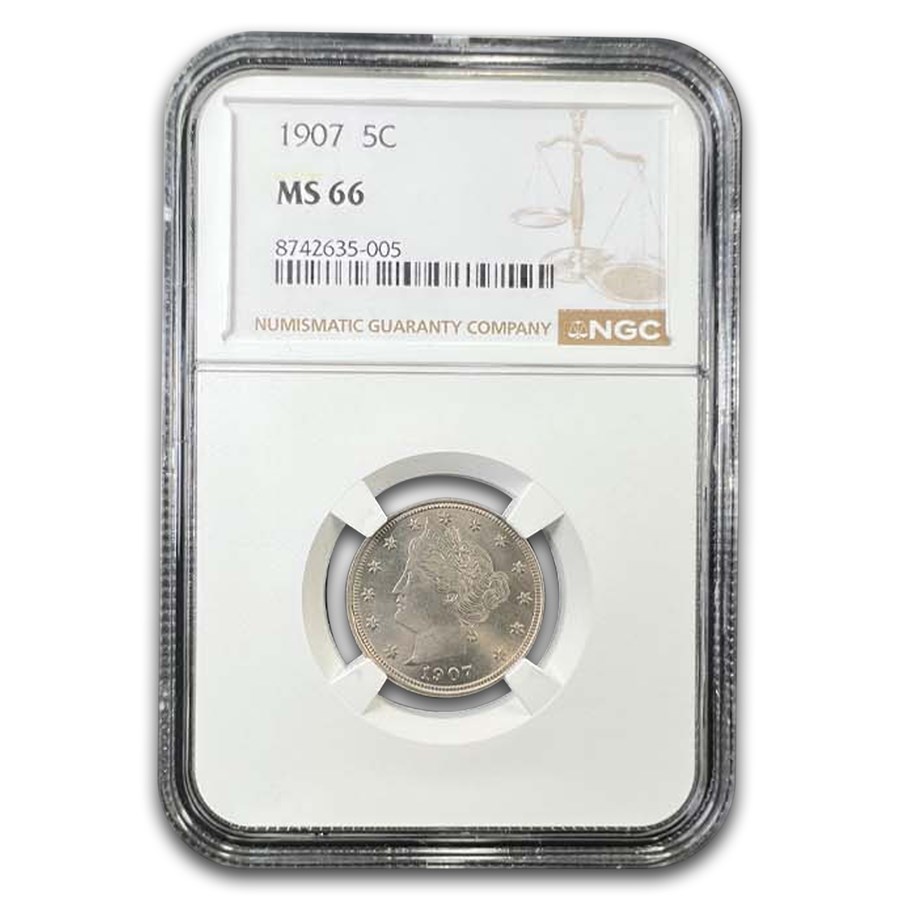 1907 Liberty Head V Nickel MS-66 NGC