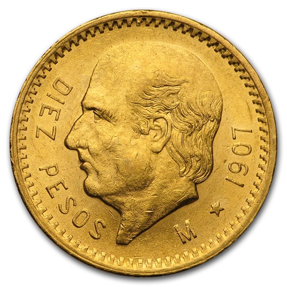 1907 Mexico Gold 10 Pesos BU