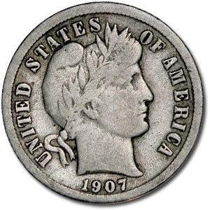 1907-O Barber Dime Fine 1907-O Barber Dime Fine