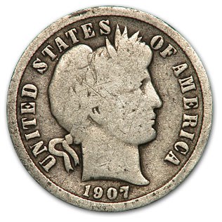 1907-O Barber Dime Good 1907-O Barber Dime Good