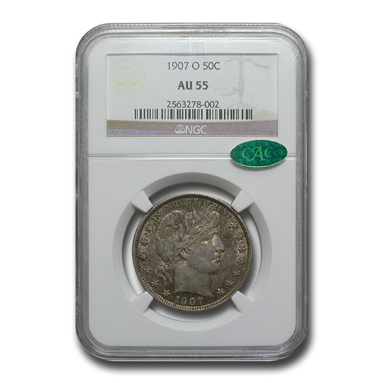 1907-O Barber Half Dollar AU-55 NGC CAC 1907-O Barber Half Dollar AU-55 NGC CAC
