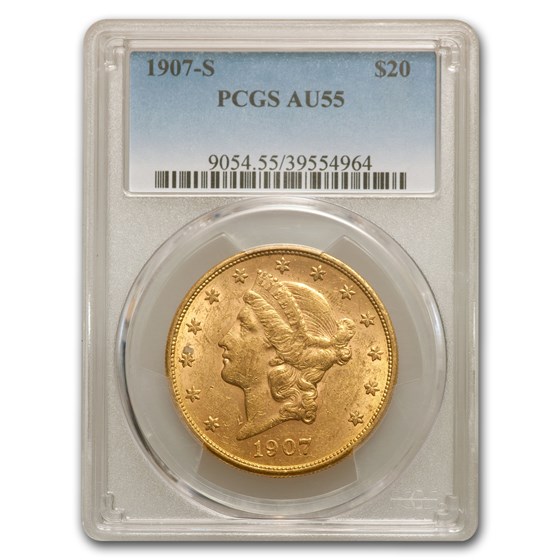 1907-S $20 Liberty Gold Double Eagle AU-55 PCGS 1907-S $20 Liberty Gold Double Eagle AU-55 PCGS