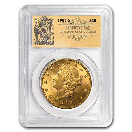 1907-S $20 Liberty Gold Double Eagle BU PCGS (Prospector Label) 1907-S $20 Liberty Gold Double Eagle BU PCGS (Prospector Label)