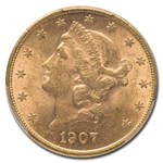 1907-S $20 Liberty Gold Double Eagle MS-61 PCGS