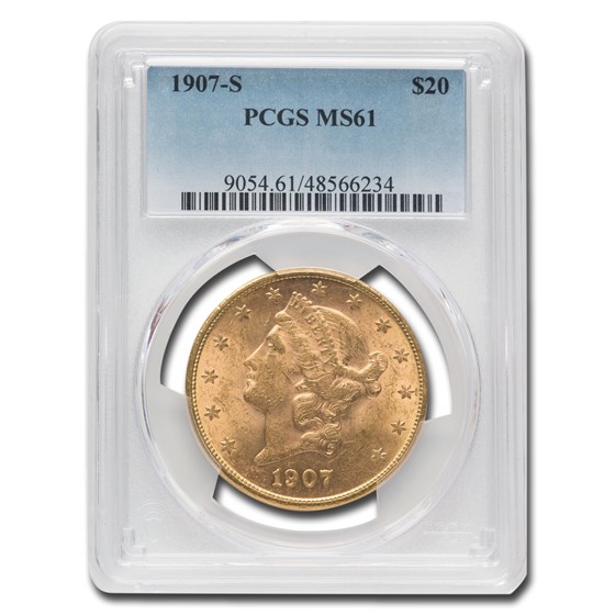1907-S $20 Liberty Gold Double Eagle MS-61 PCGS