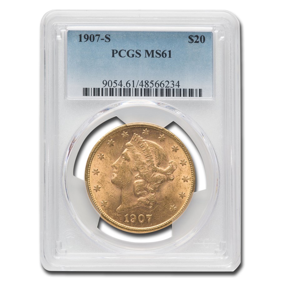1907-S $20 Liberty Gold Double Eagle MS-61 PCGS