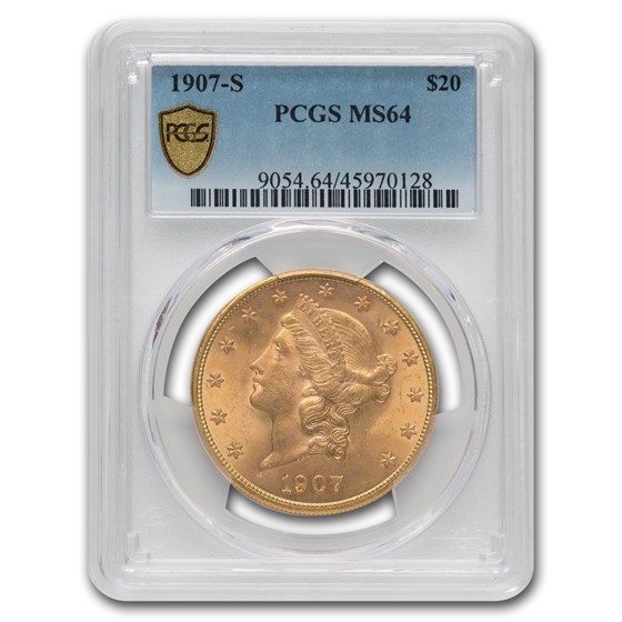 1907-S $20 Liberty Gold Double Eagle MS-64 PCGS 1907-S $20 Liberty Gold Double Eagle MS-64 PCGS