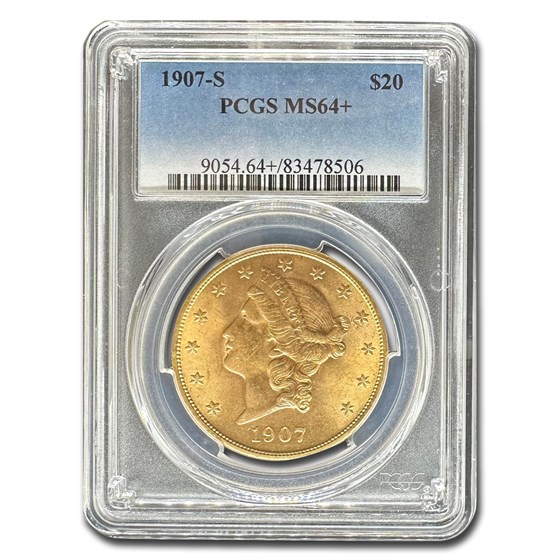 1907-S $20 Liberty Gold Double Eagle MS-64+ PCGS 1907-S $20 Liberty Gold Double Eagle MS-64+ PCGS