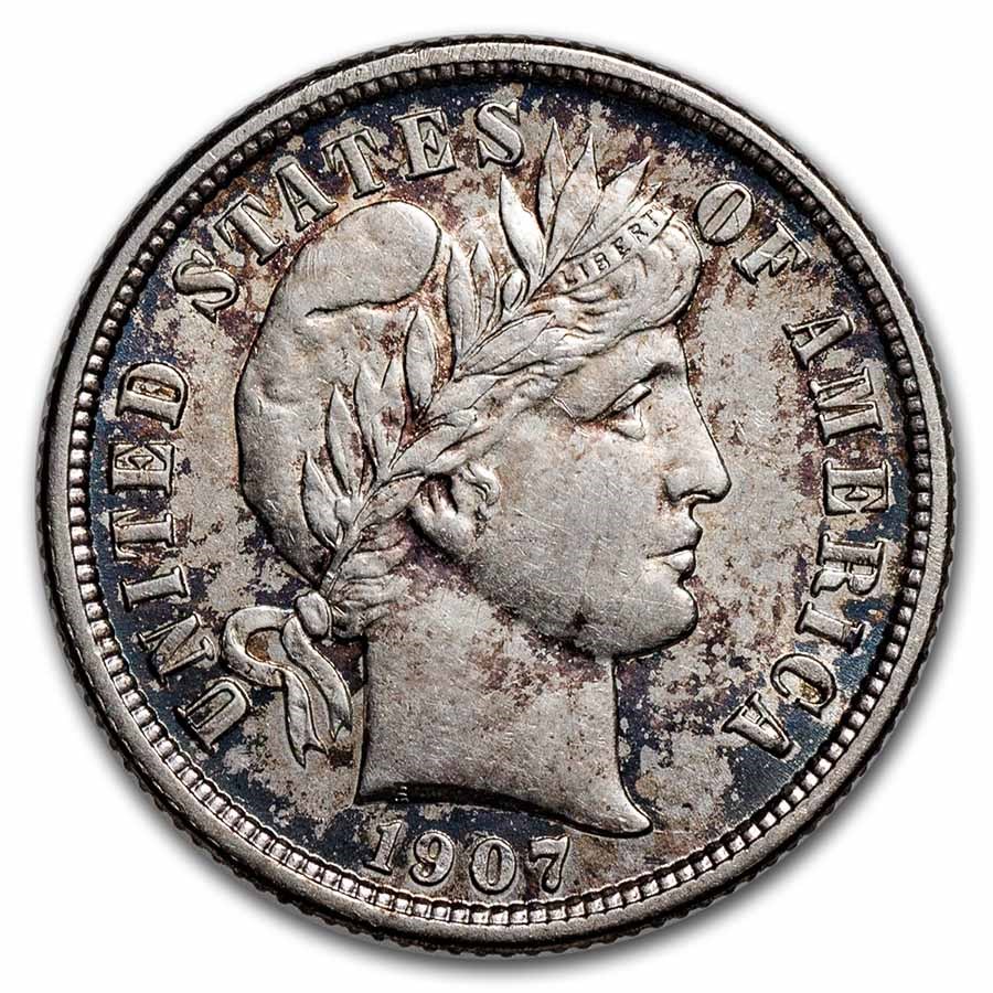 1907-S Barber Dime AU