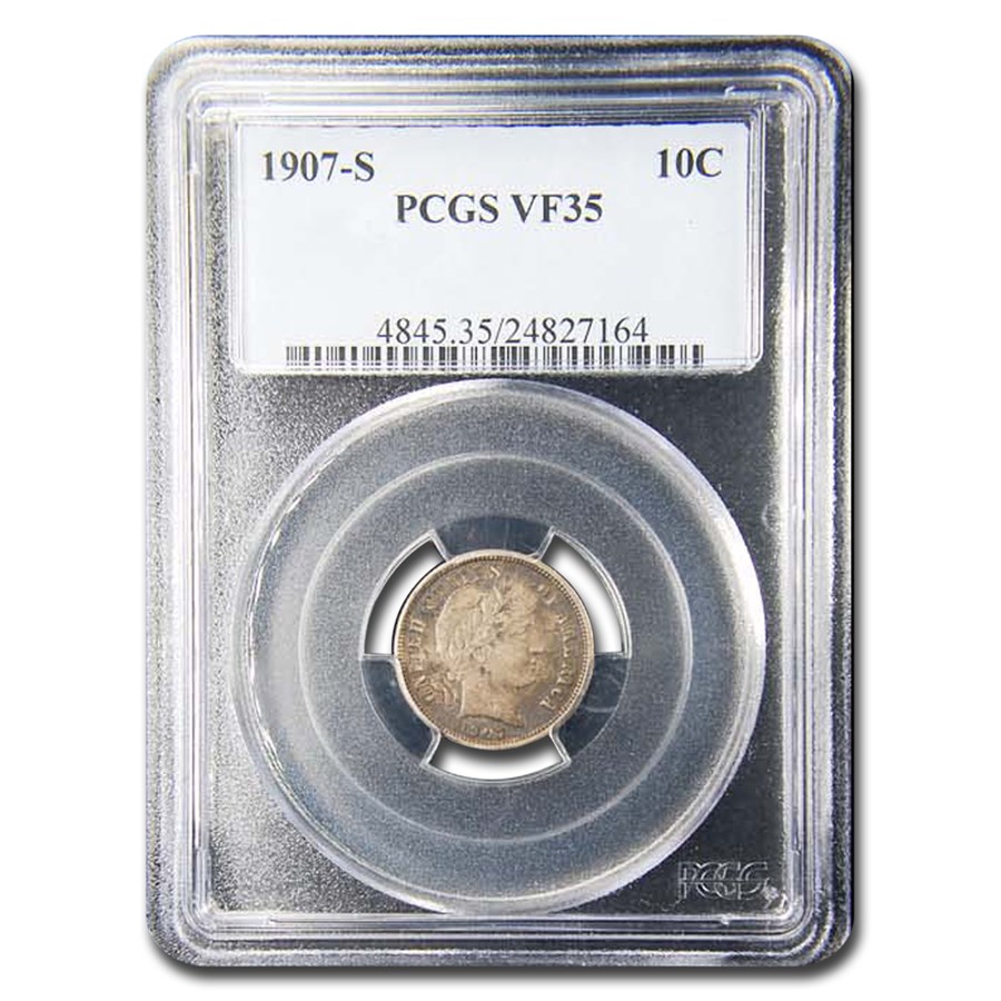 1907-S Barber Dime VF-35 PCGS