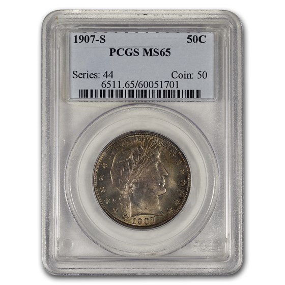 1907-S Barber Half Dollar MS-65 PCGS 1907-S Barber Half Dollar MS-65 PCGS