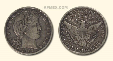 1907-S Barber Half Dollar VF 1907-S Barber Half Dollar VF