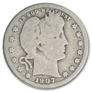 1907-S Barber Quarter Good 1907-S Barber Quarter Good