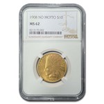 1908 $10 Indian Gold Eagle No Motto MS-62 NGC