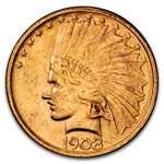 1908 $10 Indian Gold Eagle No Motto MS-62 PCGS