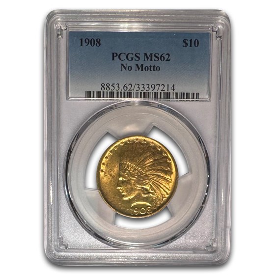 1908 $10 Indian Gold Eagle No Motto MS-62 PCGS