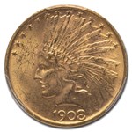 1908 $10 Indian Gold Eagle No Motto MS-63 PCGS