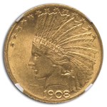 1908 $10 Indian Gold Eagle w/Motto MS-61 NGC