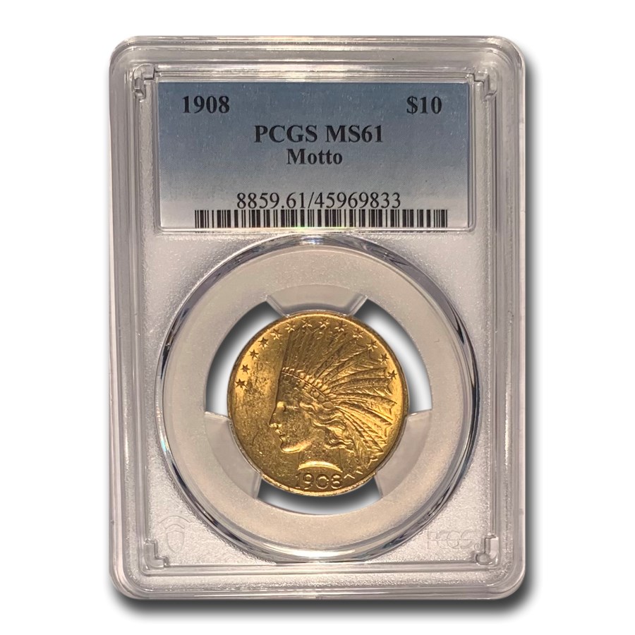 1908 $10 Indian Gold Eagle w/Motto MS-61 PCGS