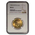 1908 $10 Indian Gold Eagle w/Motto MS-62 NGC