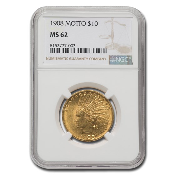 1908 $10 Indian Gold Eagle w/Motto MS-62 NGC