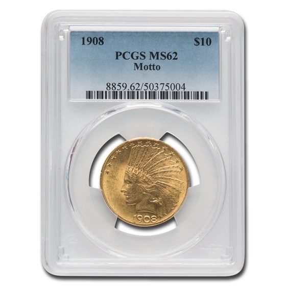 1908 $10 Indian Gold Eagle w/Motto MS-62 PCGS 1908 $10 Indian Gold Eagle w/Motto MS-62 PCGS